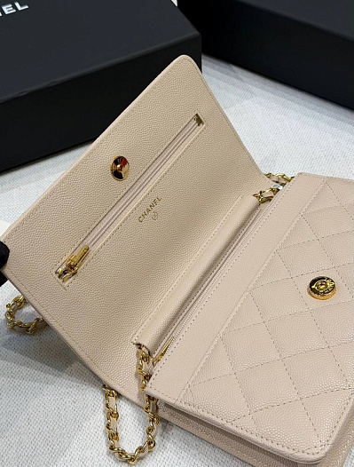 Кожаная сумка Chanel Wallet on Chain premium 19x12x4 см   