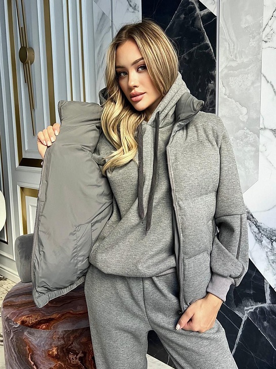 Женский серый костюм тройка Brunello Cucinelli