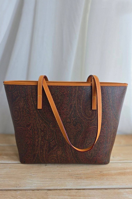 Кожаная сумка Etro с узором пейсли 29x26 см