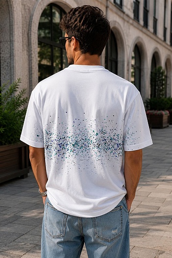Оверсайз футболка Amiri "Paint Splatter" - White   