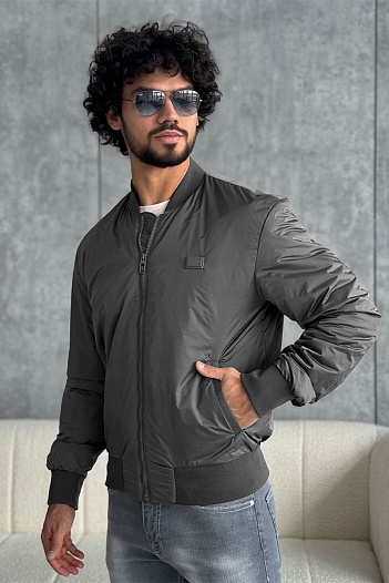 Мужской бомбер Dolce & Gabbana logo-plaque - Grey   