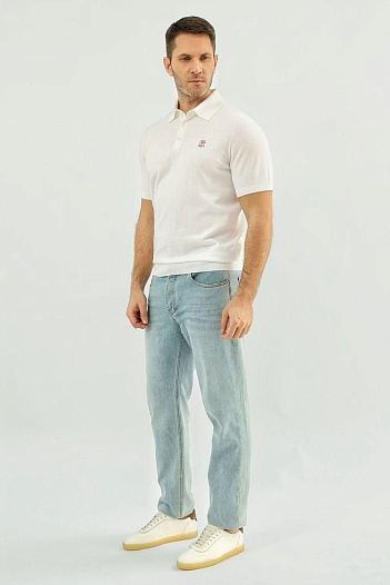 Мужское белое поло Brunello Cucinelli premium   