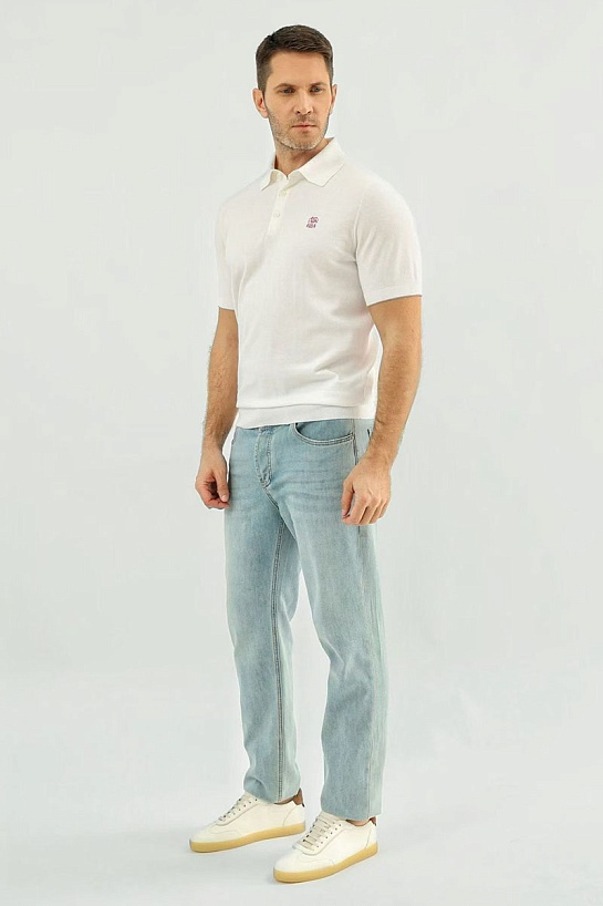 Мужское белое поло Brunello Cucinelli premium