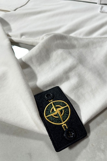 Белая кофта на молнии Stone Island compass-patch   