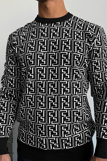 Чёрный джемпер Fendi FF Monogram   