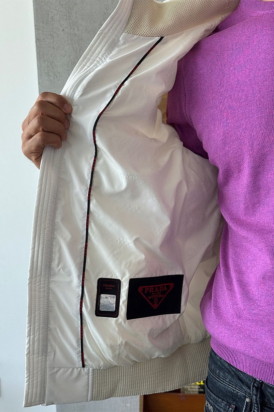 Куртка с вязаными рукавами Prada Linea Rossa - White