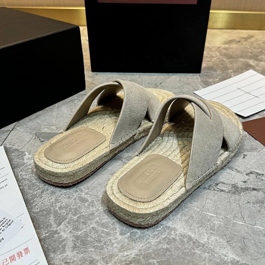 Мужские шлёпанцы Ermenegildo Zegna suede - Grey   