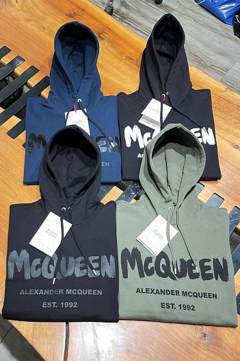 Зелёное худи Alexander McQueen graffiti logo-print   