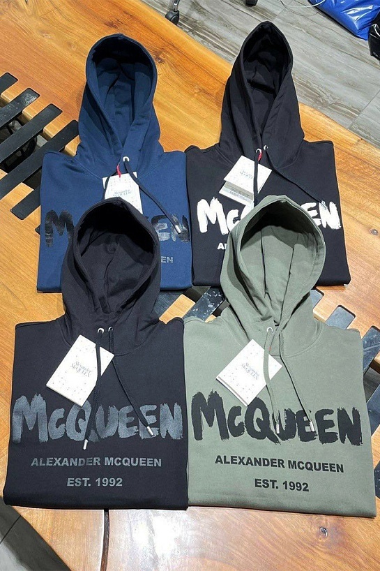 Чёрное худи Alexander McQueen graffiti logo-print