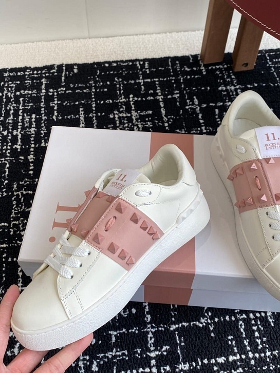 Женские кожаные кроссовки Valentino Premium - Pink