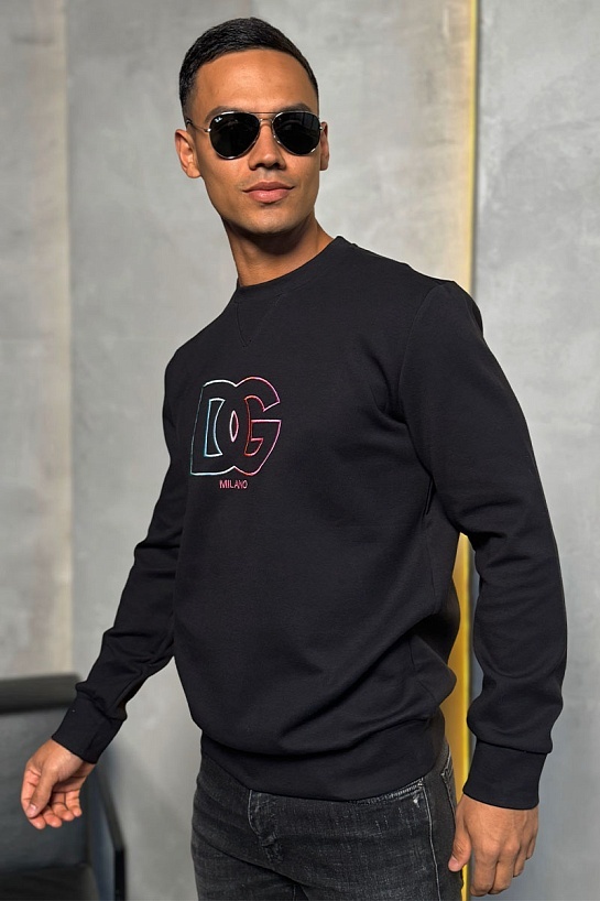 Чёрный мужской свитшот Dolce&Gabbana multicolor logo