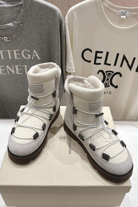 Женские ботинки с мехом Brunello Cucinelli premium - White
