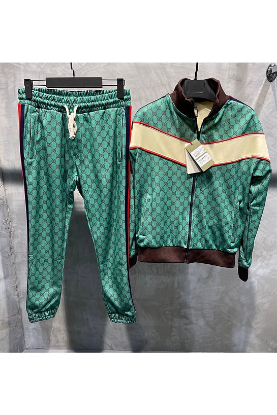 Мужские брендовые штаны Gucci Web Stripe - Green