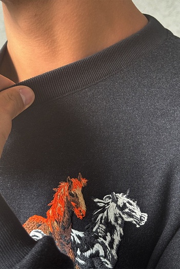 Мужской свитшот Hermes чёрного цвета   