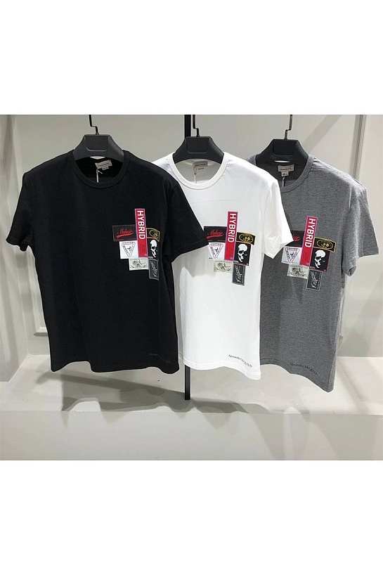 Мужская чёрная футболка Alexander McQueen Labels