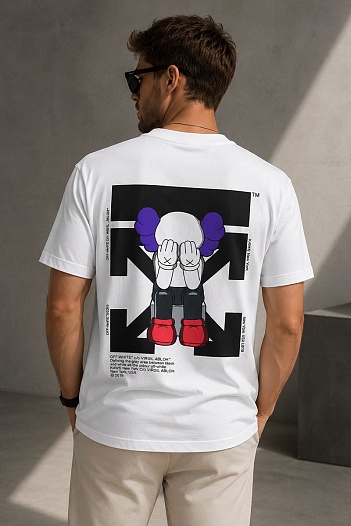 Белая оверсайз футболка Off-White x Kaws   