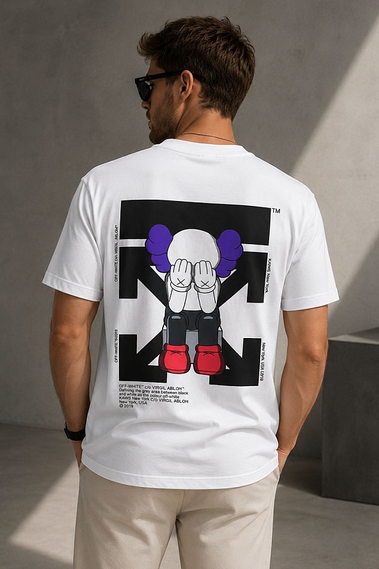 Белая оверсайз футболка Off-White x Kaws