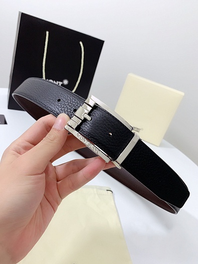 Двусторонний кожаный ремень Montblanc Premium (ширина 3.5 см)   