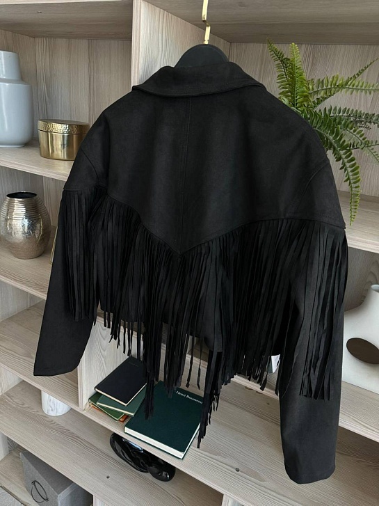 Женская замшевая косуха с бахромой Yves Saint Laurent