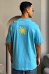 Голубая оверсайз футболка Givenchy 4G Sun Print