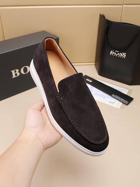 Замшевые лоферы Hugo Boss embossed logo - Brown