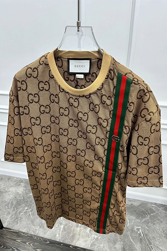 Оверсайз футболка Gucci GG jacquard - Brown