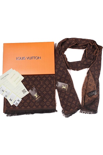 Мужской коричневый шарф Louis Vuitton 185x35 см   