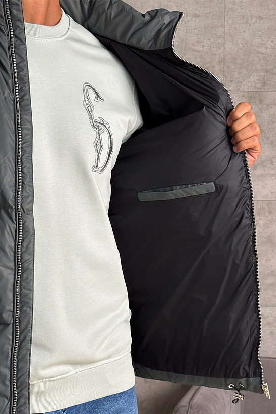 Мужской пуховик Prada logo-plaque - Grey