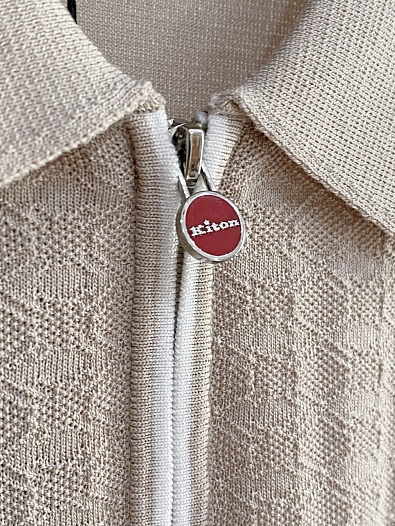Вязаное поло бежевого цвета Kiton premium   