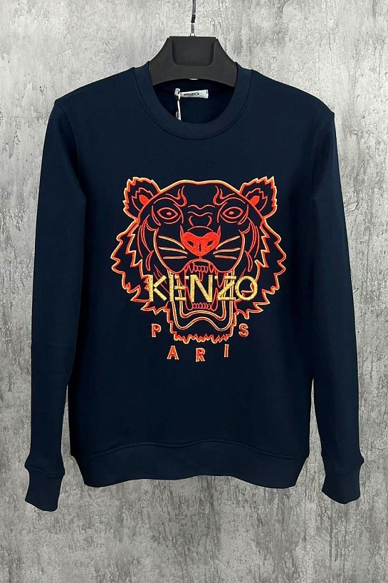 Синий мужской свитшот Kenzo Tiger Head embroidered