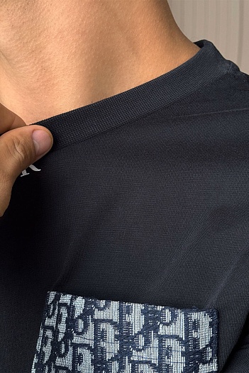 Чёрная оверсайз футболка Dior pocket logo   