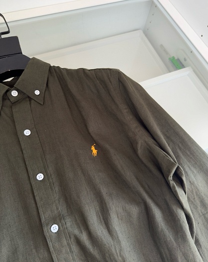 Льняная рубашка Polo Ralph Lauren pony-embroidered - Khaki   