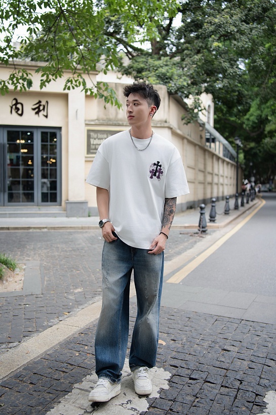 Белая оверсайз футболка Chrome Hearts Premium