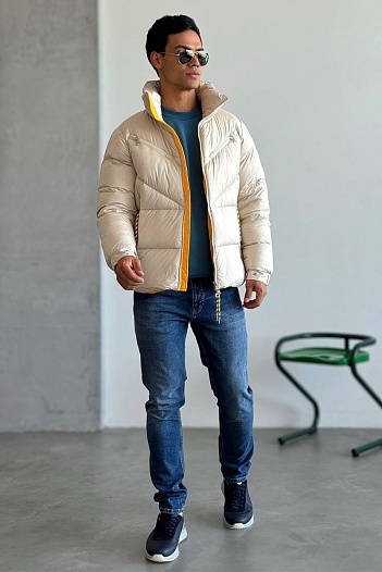 Мужской бежевый пуховик Moncler Katmai   