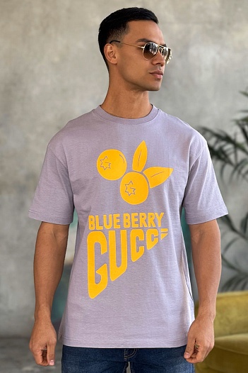 Светло-фиолетовая оверсайз футболка Gucci Blueberry   