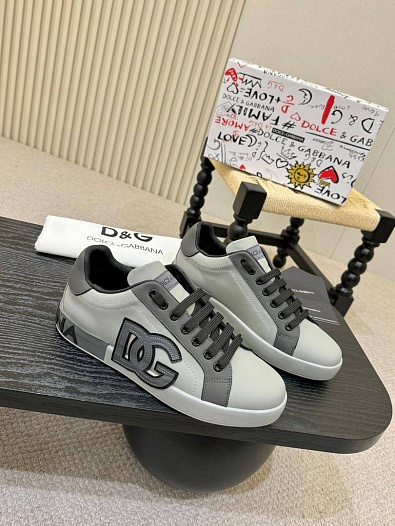 Кожаные кроссовки Dolce & Gabbana Portofino - Grey   