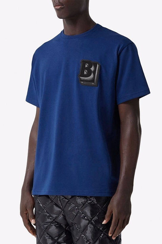 Тёмно-синяя оверсайз футболка Burberry Letter Graphic