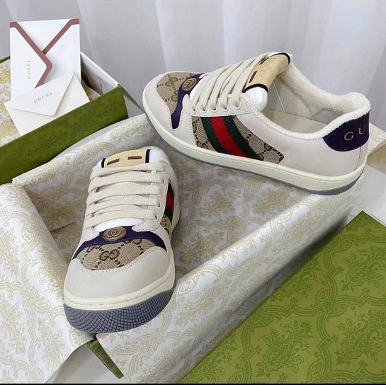 Кожаные кроссовки Gucci GG Screener - White