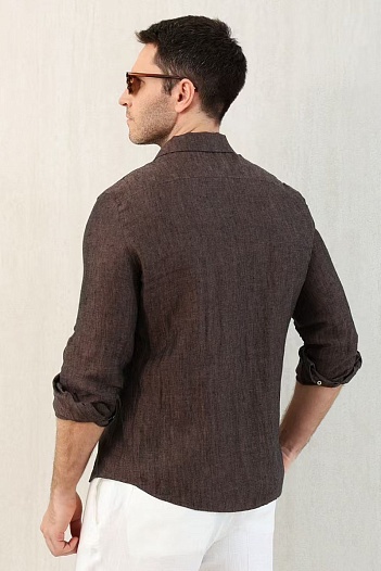 Льняная рубашка Brunello Cucinelli Premium - Brown   