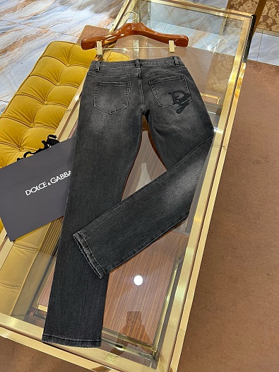 Мужские чёрные джинсы Dolce & Gabbana slim fit Premium   