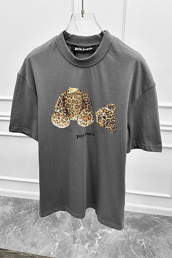 Серая оверсайз футболка Palm Angels Leopard Bear   