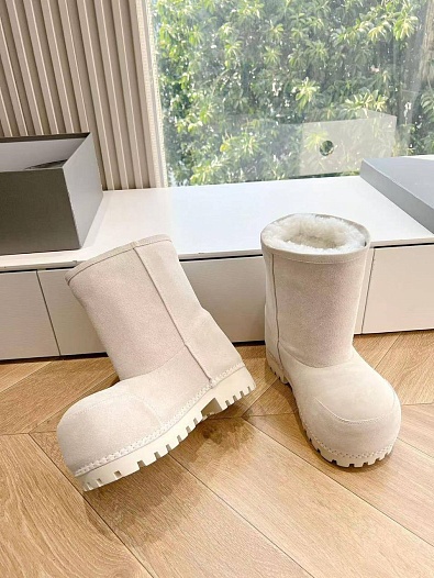 Женские ботинки Balenciaga Alaska Fur Bootie premium - White   