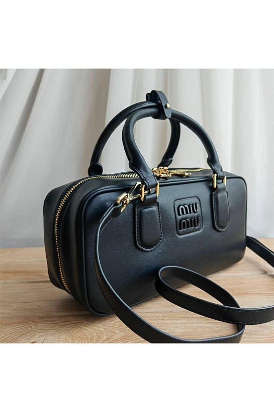 Кожаная сумка MIU MIU Arcadie 23x14 см - Black