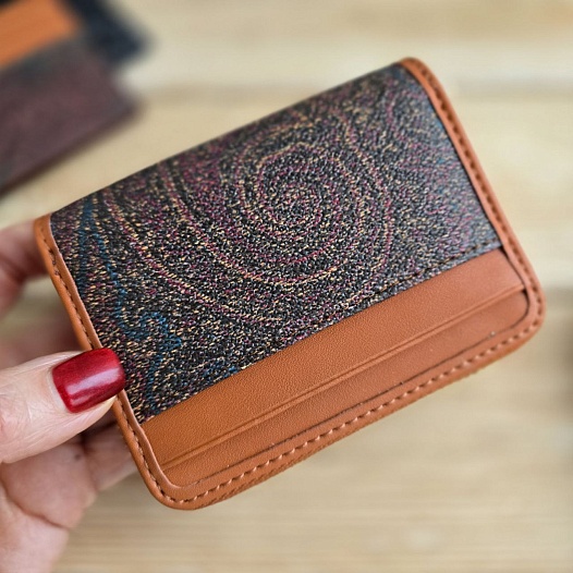 Кожаный кошелёк Etro с узором пейсли 11x8 см   