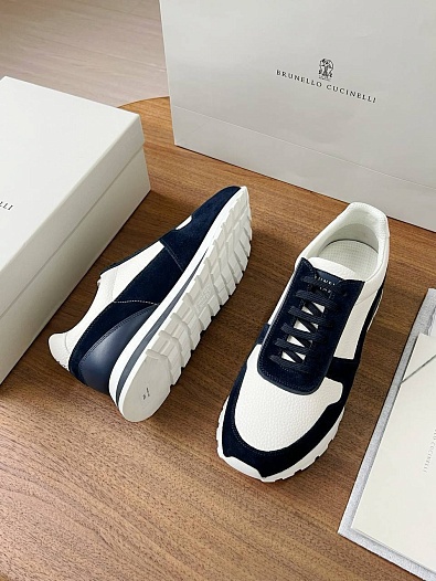 Комбинированные кроссовки Brunello Cucinelli Premium - White / Navy   