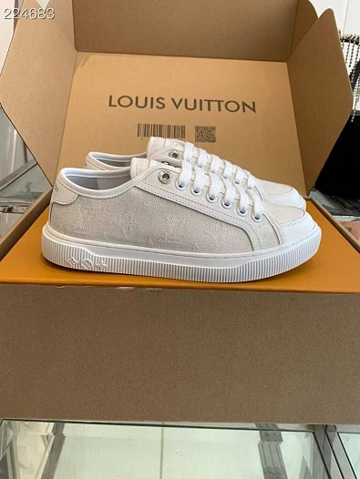 Женские комбинированные кеды Louis Vuitton Premium - White   