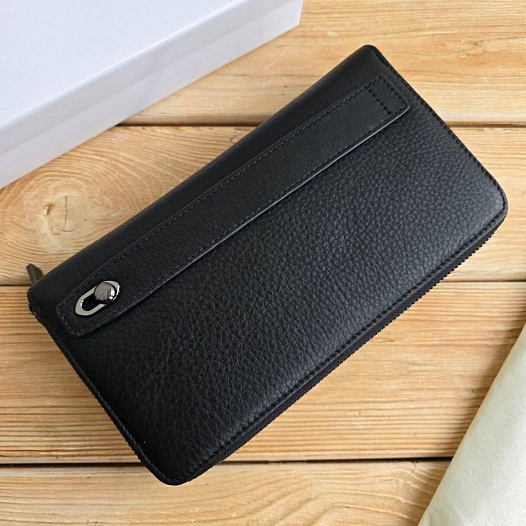 Кожаное чёрное портмоне Armani 21x12 см   