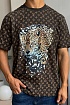 Коричневая оверсайз футболка Louis Vuitton Monogram All-over Tiger