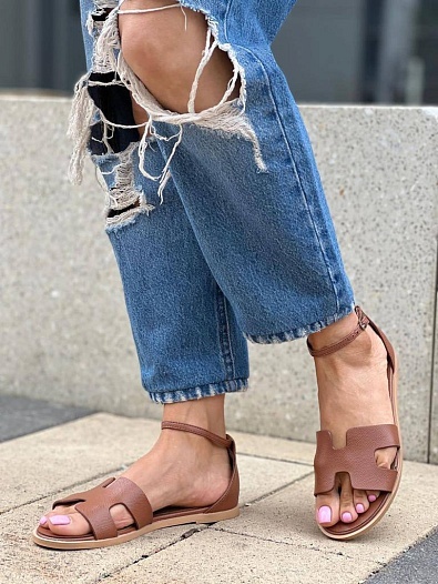 Женские сандалии Hermes Santorini - Brown   