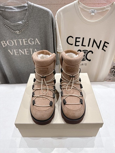 Женские ботинки с мехом Brunello Cucinelli premium - Beige   